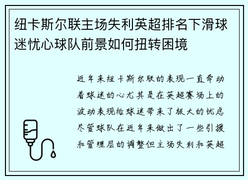 纽卡斯尔联主场失利英超排名下滑球迷忧心球队前景如何扭转困境